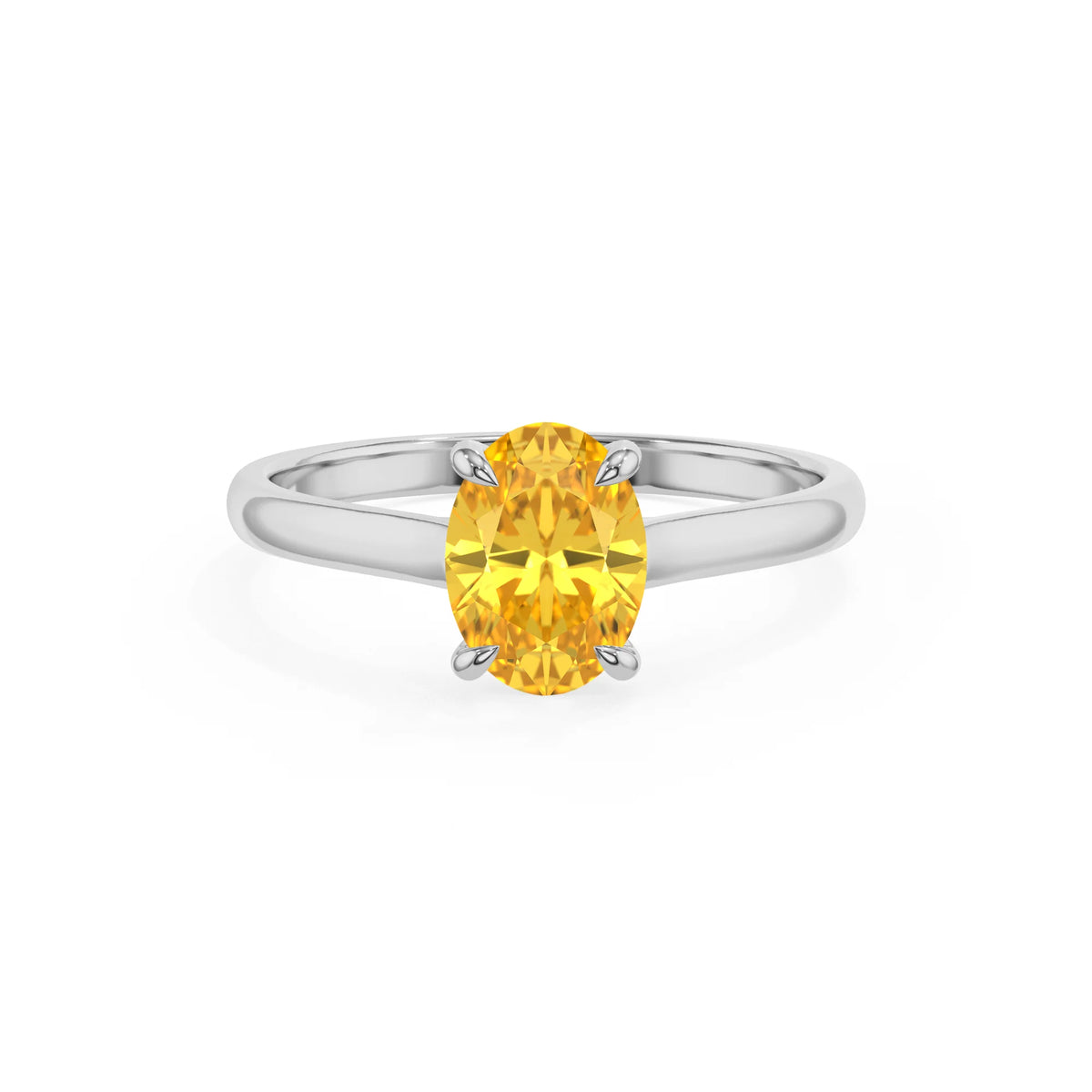 lab grown yellow-sapphire oval solitaire rings in platinum 