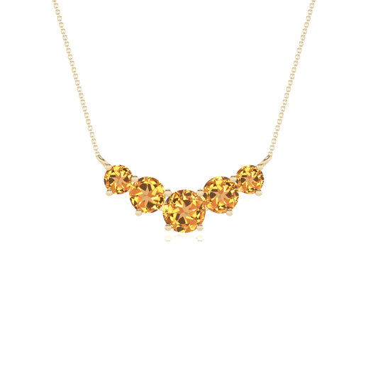 lab grown citrine round bar necklaces in yellow gold 