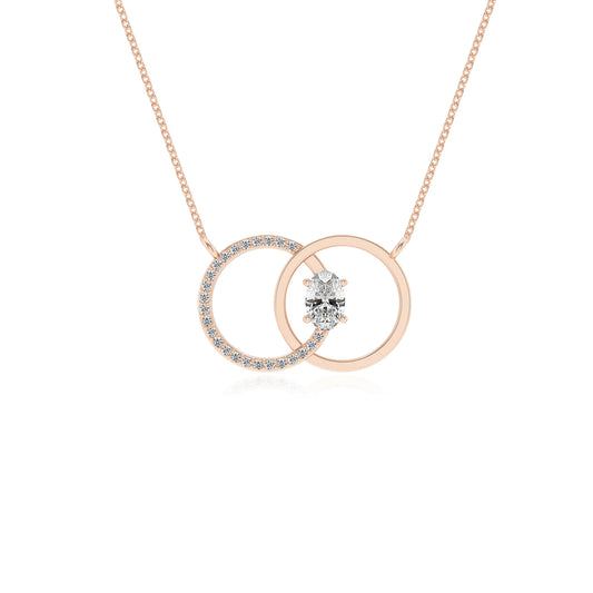 lab grown moissanite oval solitaire necklaces in rose gold 