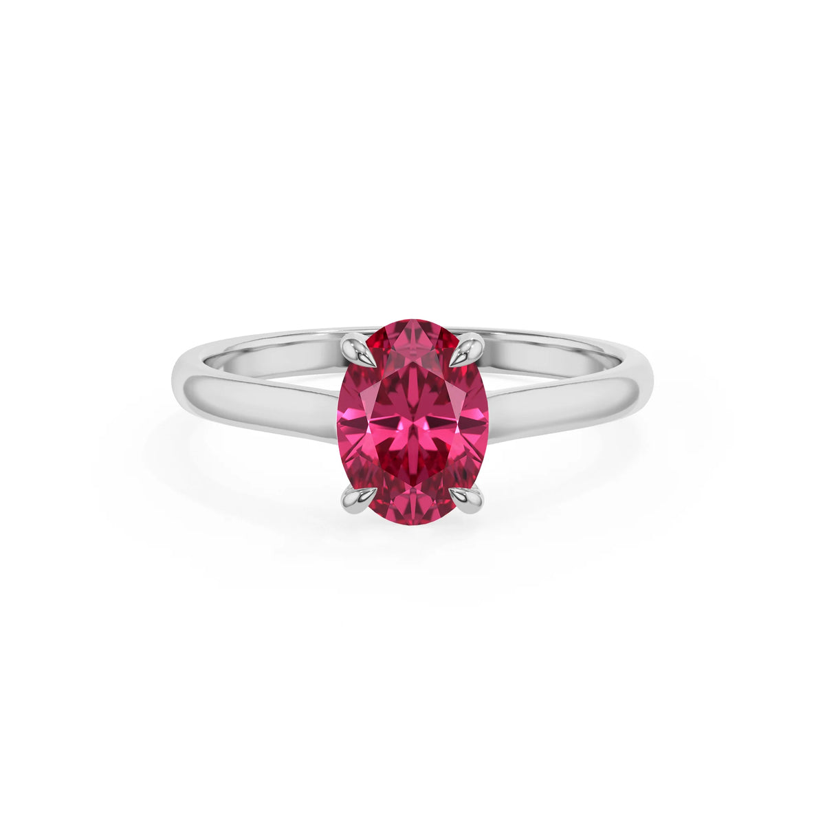 lab grown pink-tourmaline oval solitaire rings in sterling silver 