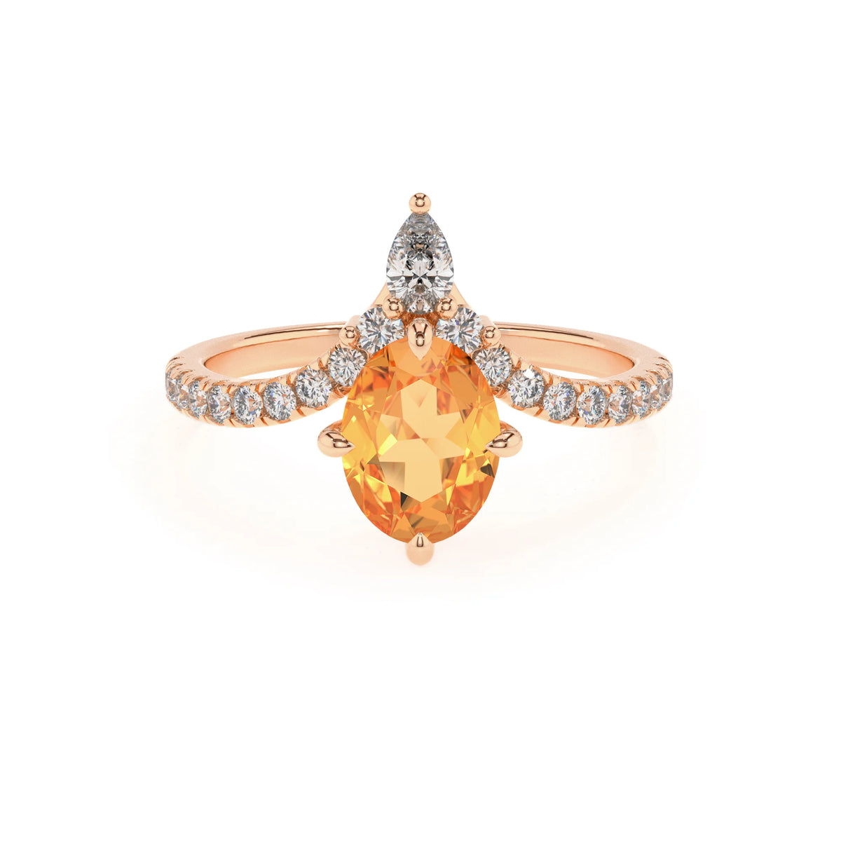 lab grown citrine oval solitaire rings in rose gold 