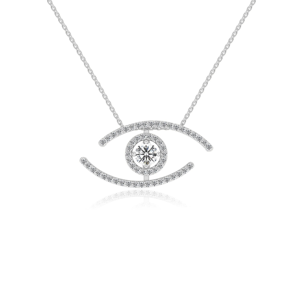lab grown moissanite round solitaire necklaces in white gold 