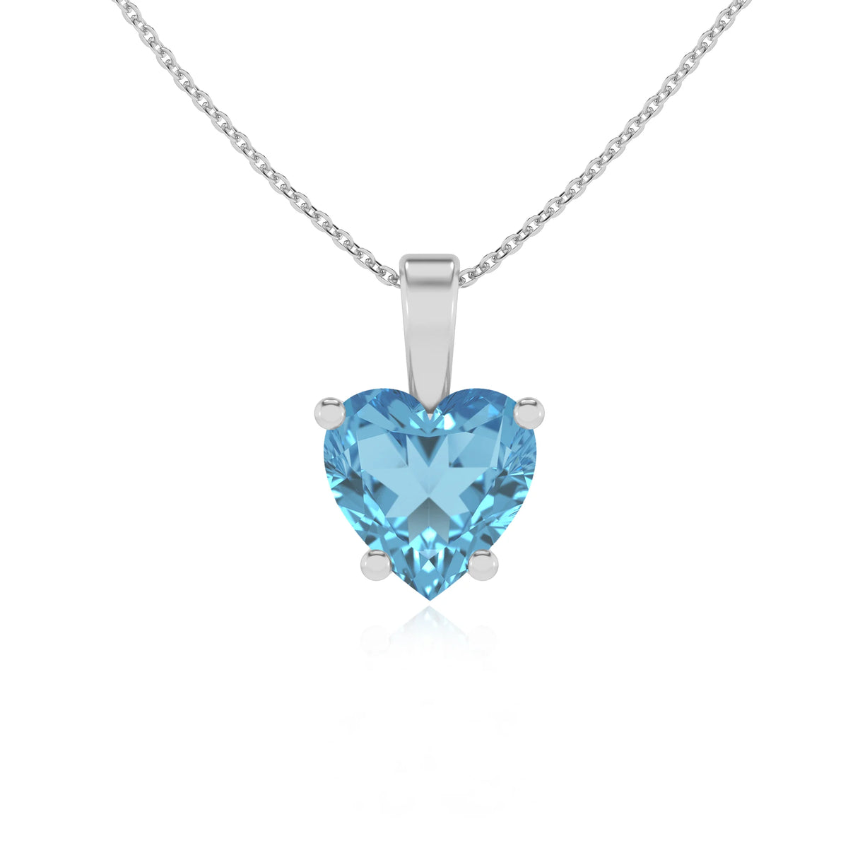 natural swiss-blue-topaz heart solitaire necklaces in platinum 
