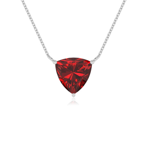 Lab Grown Ruby Trillion Solitaire Pendant Necklace with 18" Chain