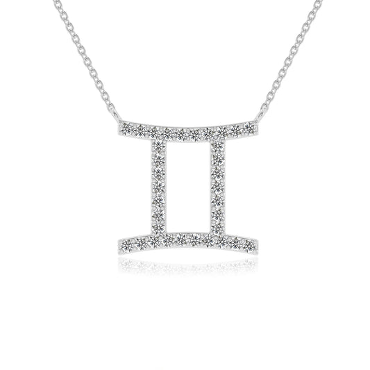 lab grown moissanite round necklaces in white gold 
