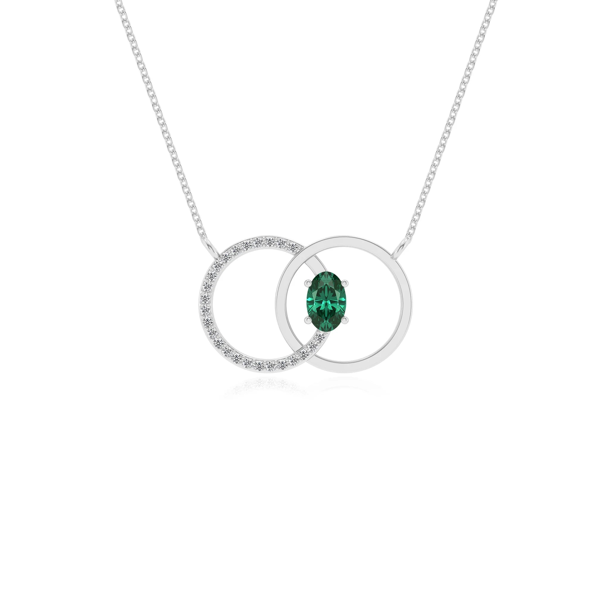 lab grown emerald oval solitaire necklaces in sterling silver 