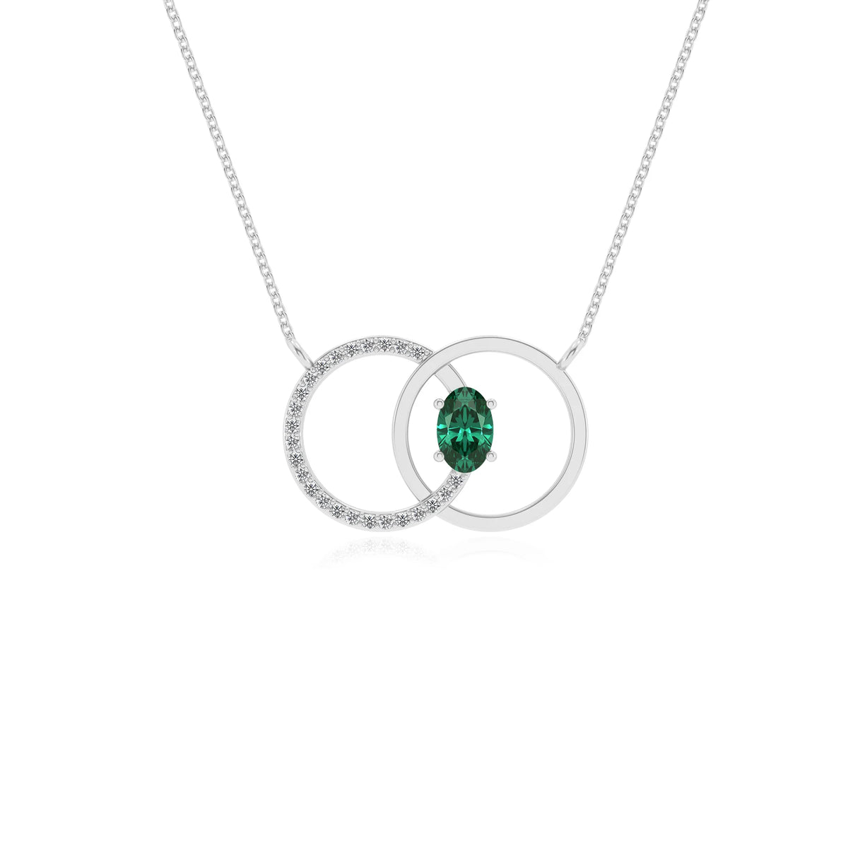lab grown emerald oval solitaire necklaces in sterling silver 