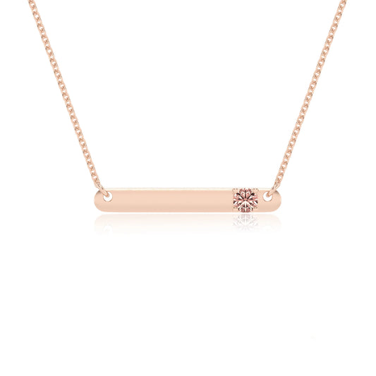lab grown morganite round bar v-bale necklaces in rose gold 
