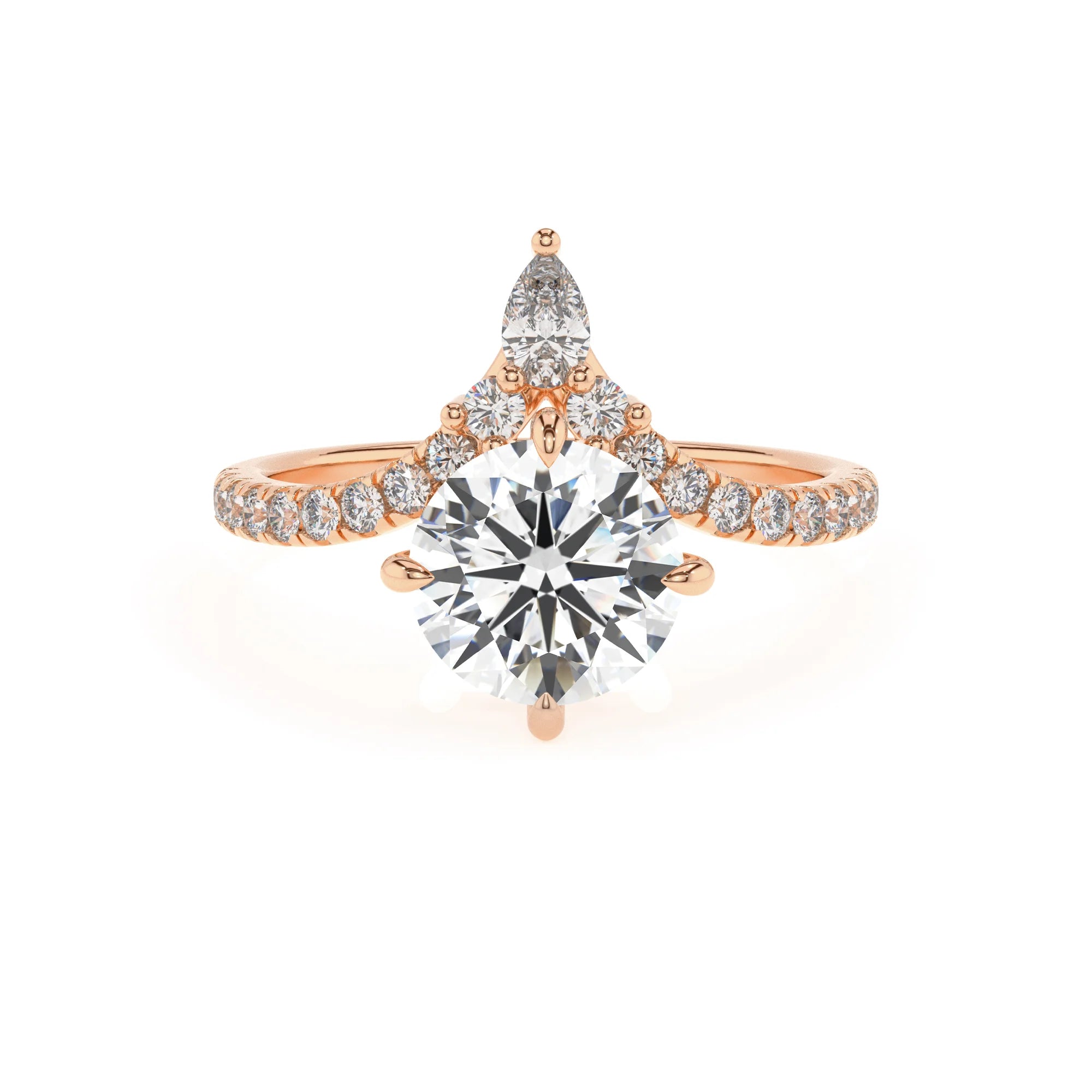 lab grown moissanite round solitaire rings in rose gold 