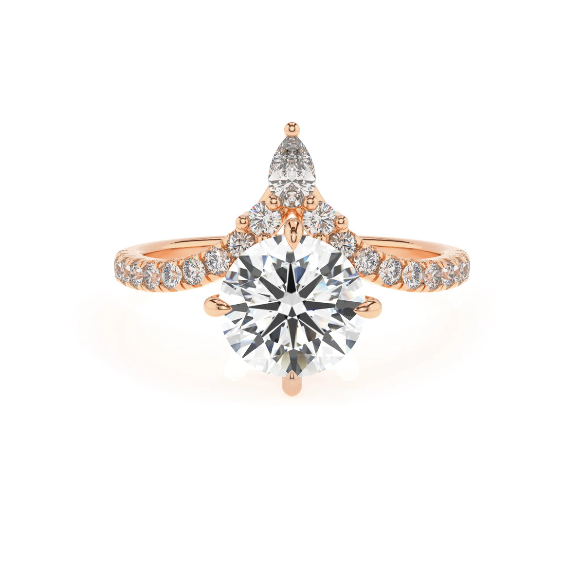 lab grown moissanite round solitaire rings in rose gold 