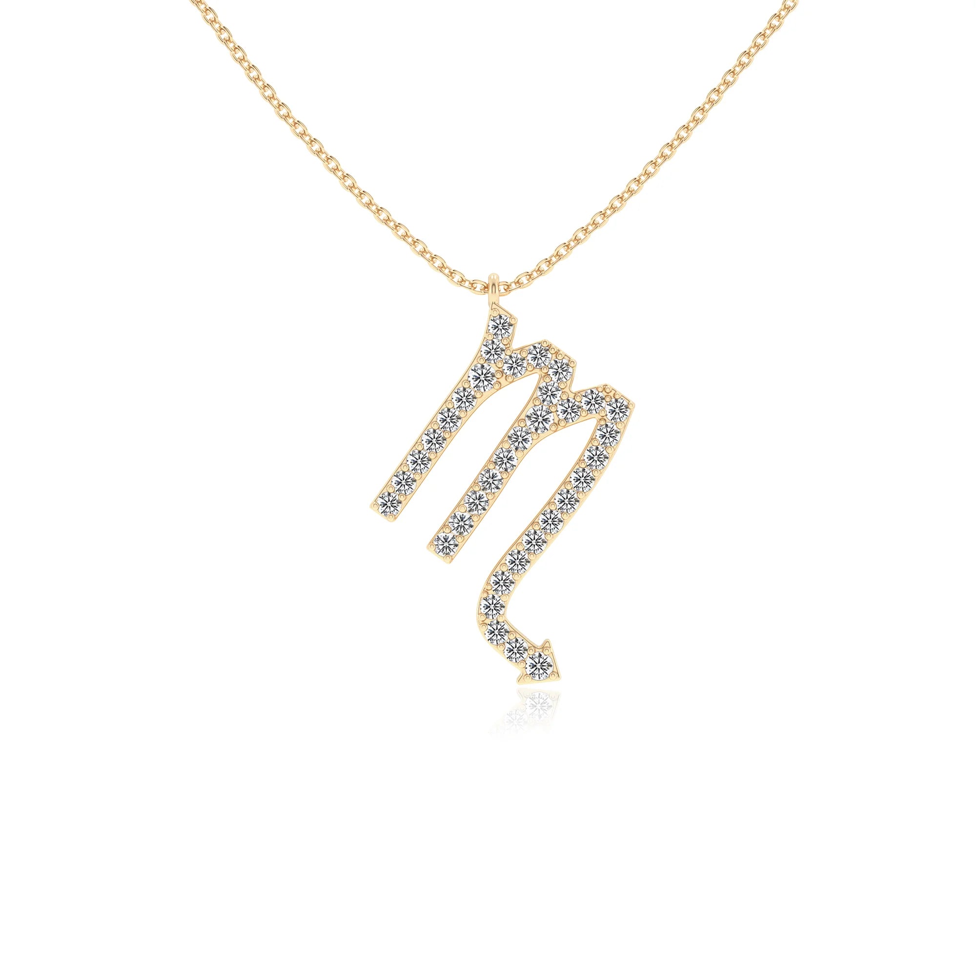 lab grown moissanite round necklaces in yellow gold 