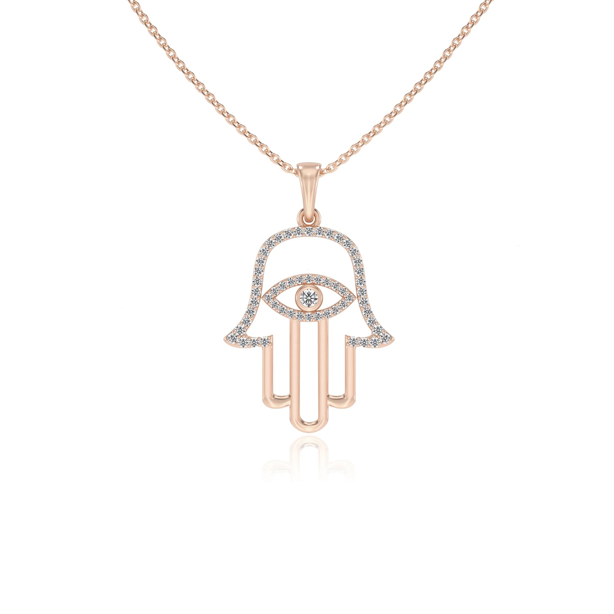 lab grown moissanite round infinity necklaces in rose gold 