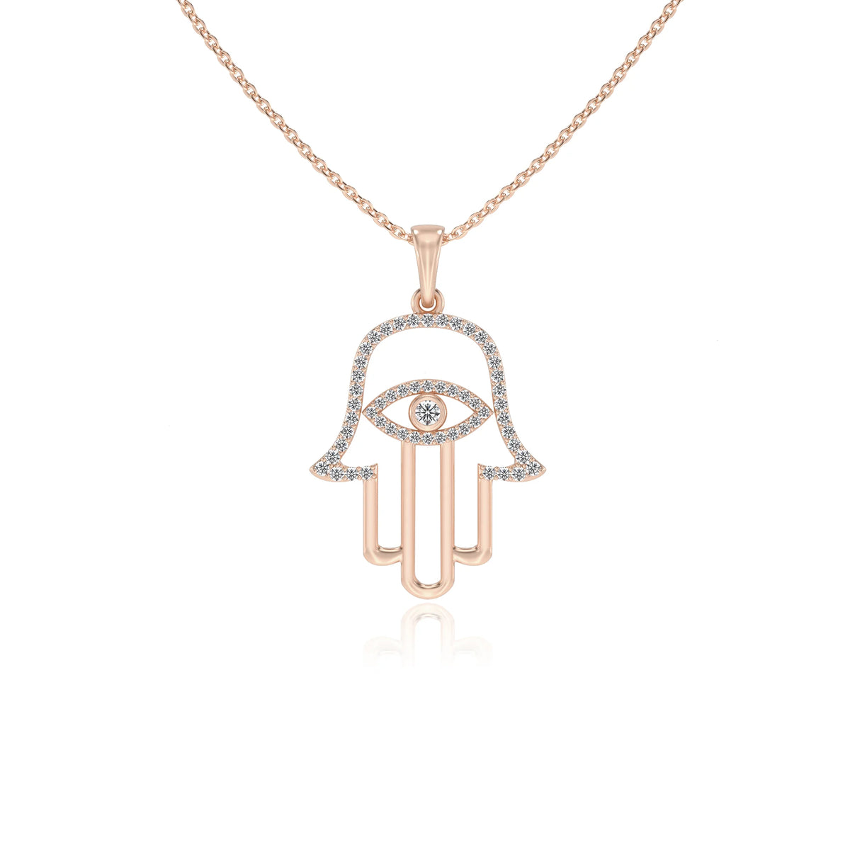 lab grown moissanite round infinity necklaces in rose gold 