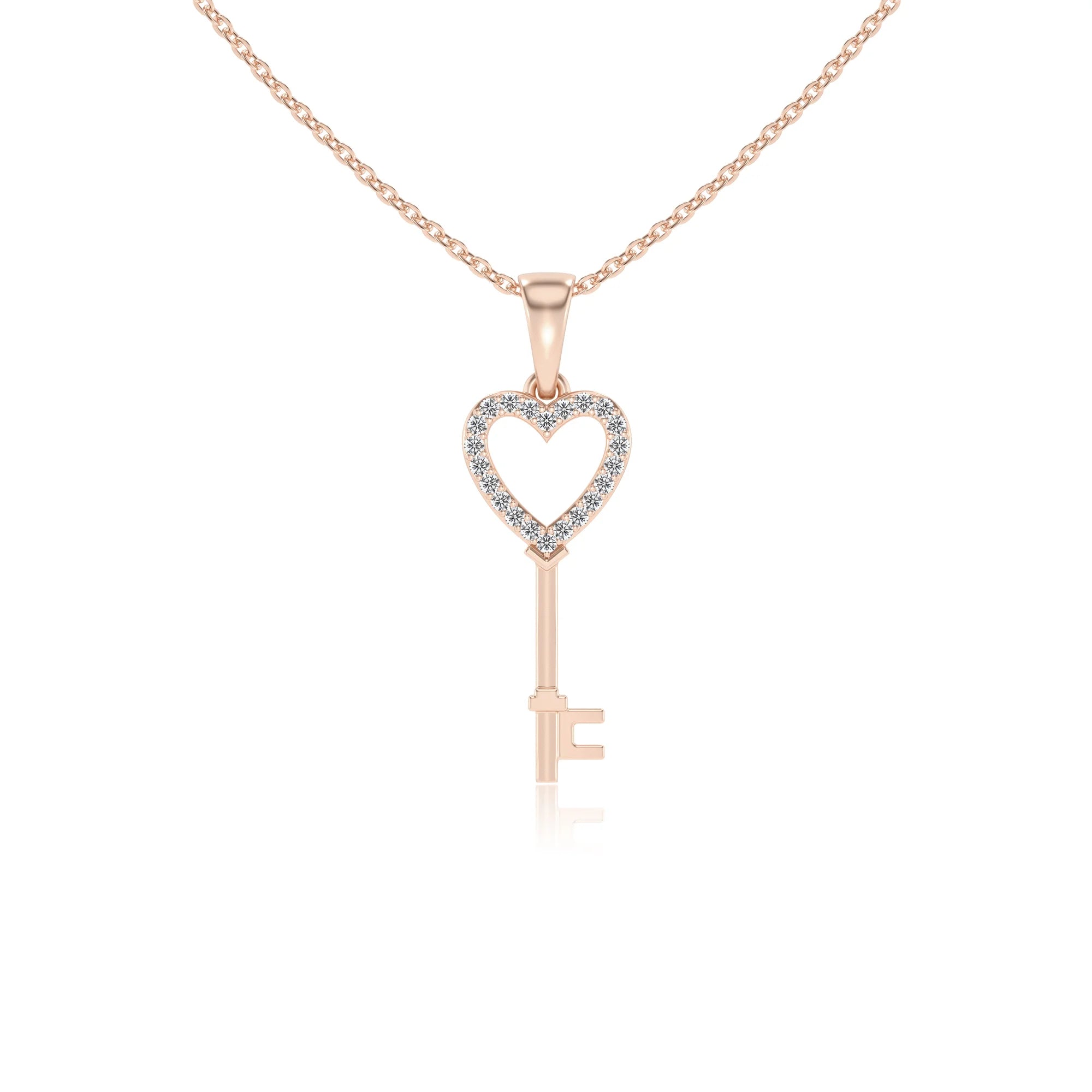 lab grown moissanite round necklaces in rose gold 