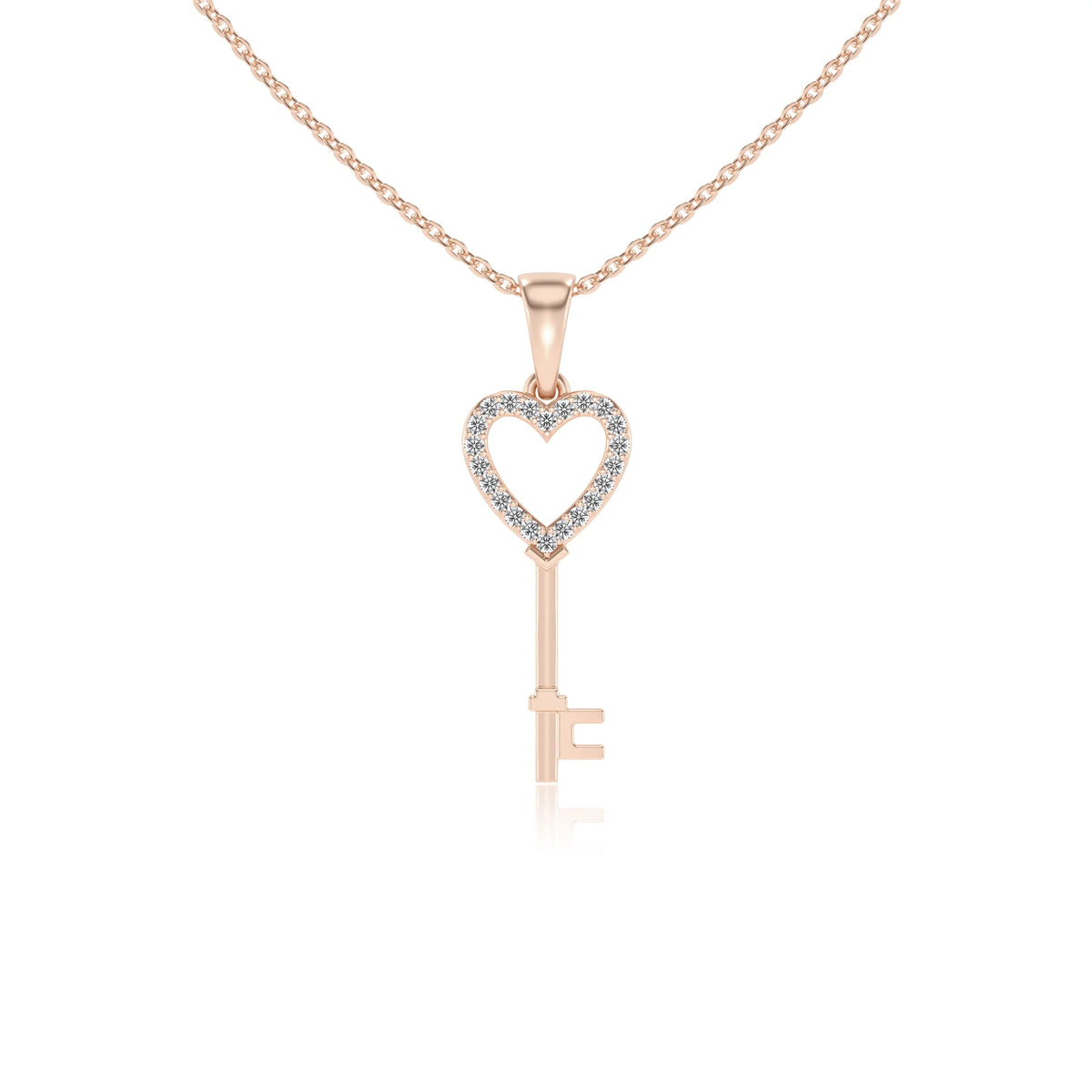 lab grown moissanite round necklaces in rose gold 