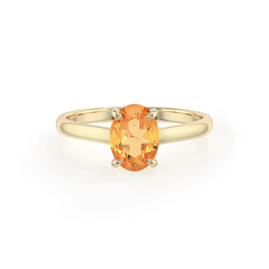 lab grown citrine oval solitaire rings in yellow gold 