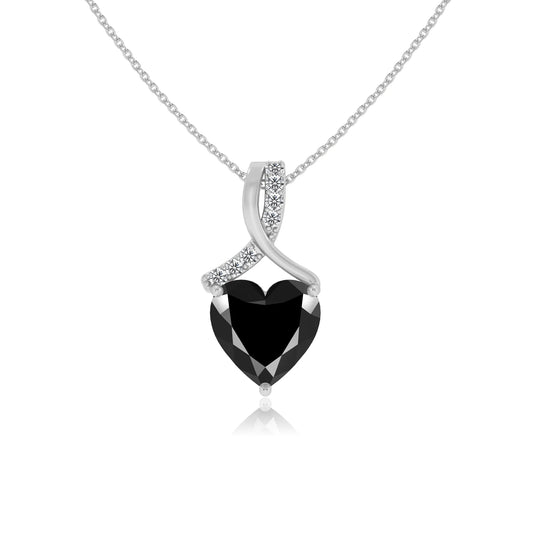 natural black-onyx heart solitaire necklaces in sterling silver 