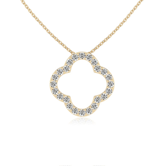 lab grown moissanite round necklaces in yellow gold 