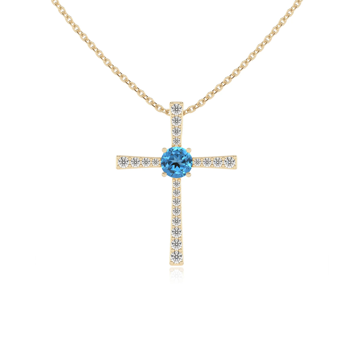 natural swiss-blue-topaz round infinity necklaces in yellow gold 
