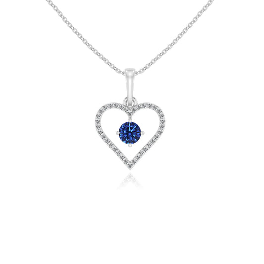 lab grown blue-sapphire round infinity necklaces in white gold 
