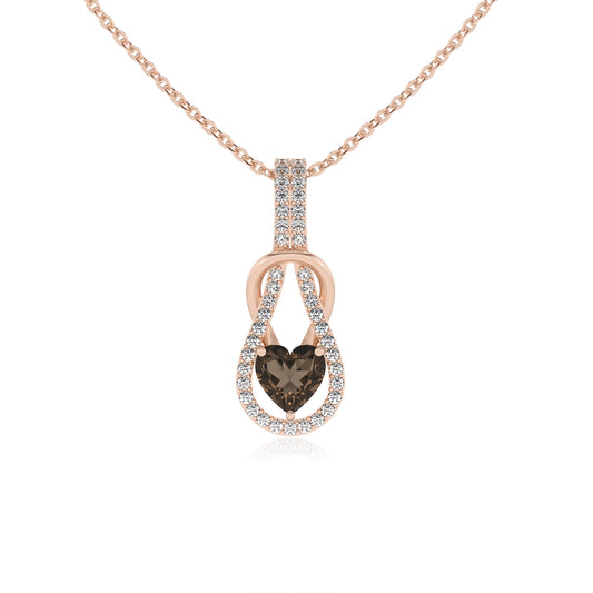 natural smoky-quartz heart infinity  v-bale necklaces in rose gold 