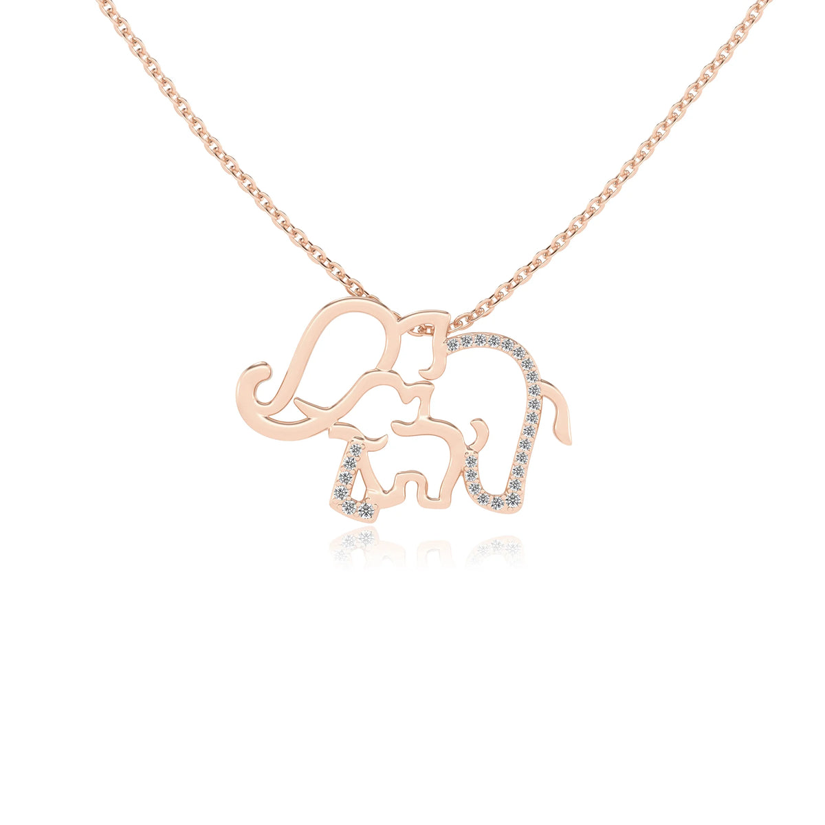 lab grown moissanite round necklaces in rose gold 