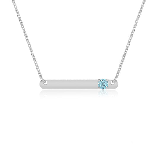 lab grown aquamarine round bar v-bale necklaces in sterling silver 
