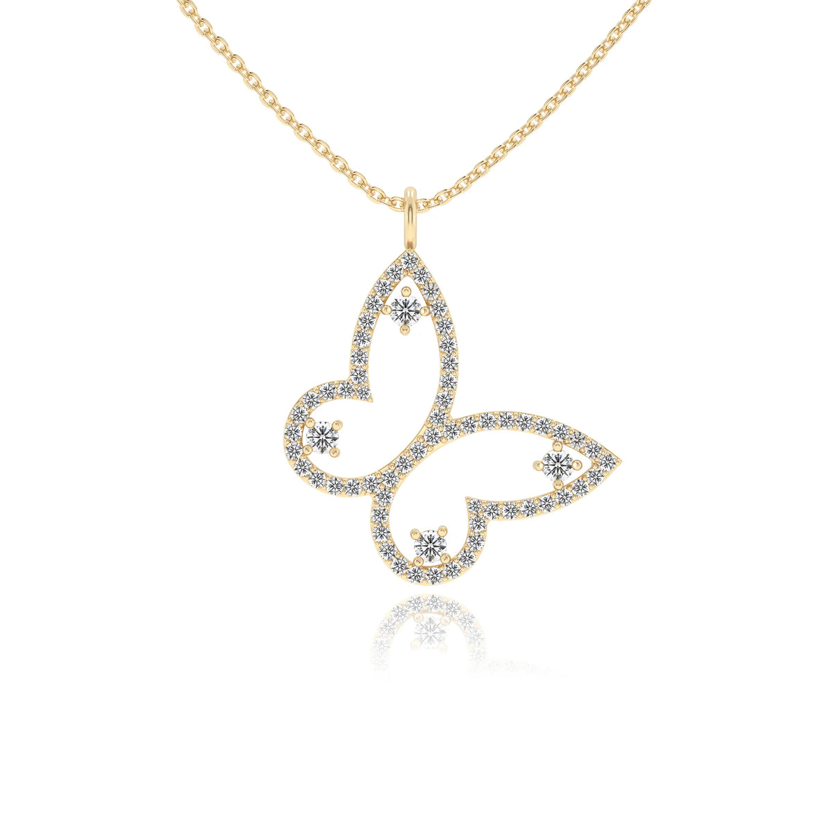 lab grown moissanite round infinity necklaces in yellow gold 