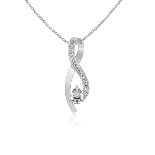 lab grown moissanite pear solitaire necklaces in sterling silver 