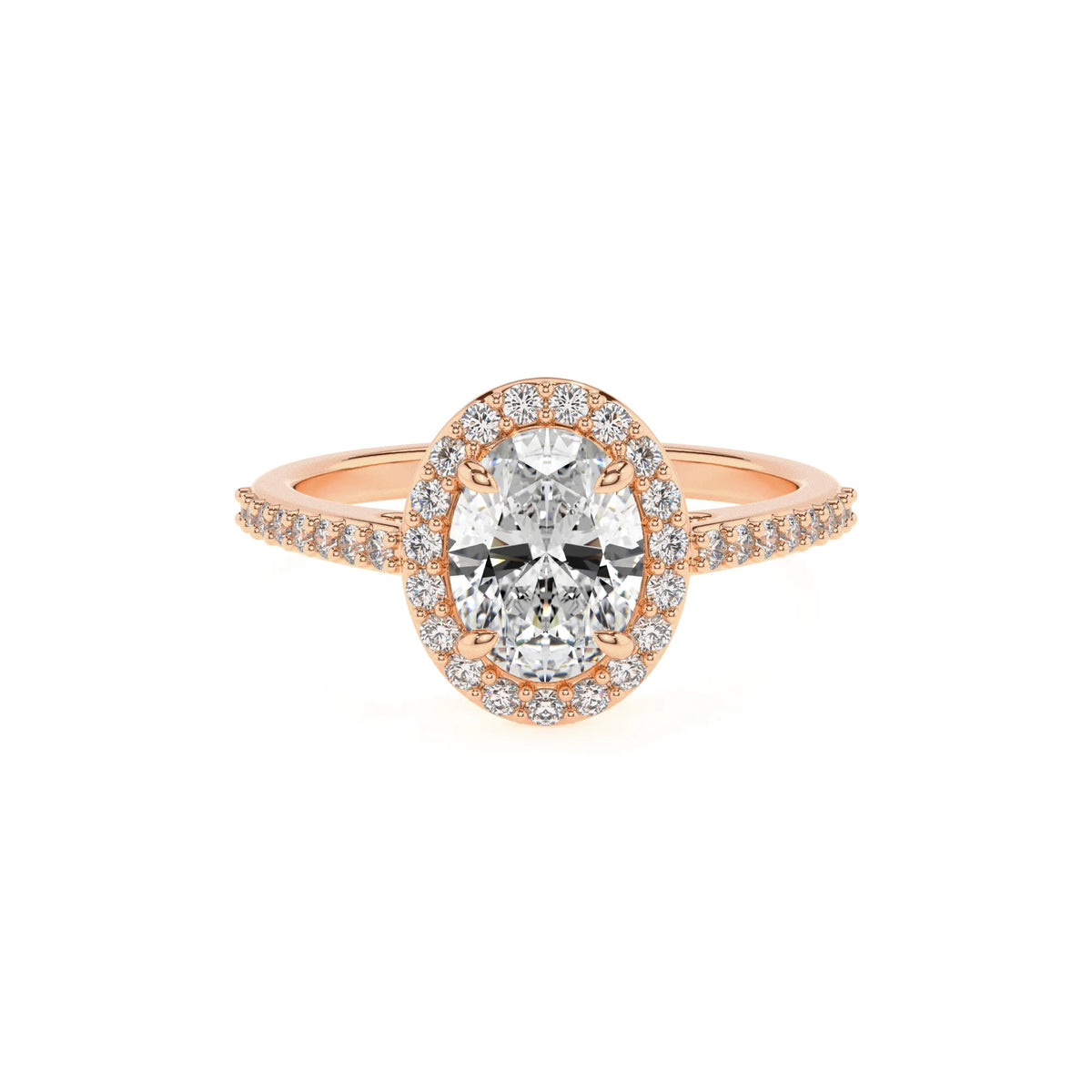 lab grown moissanite oval solitaire rings in rose gold 