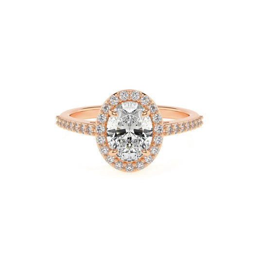 lab grown moissanite oval solitaire rings in rose gold 