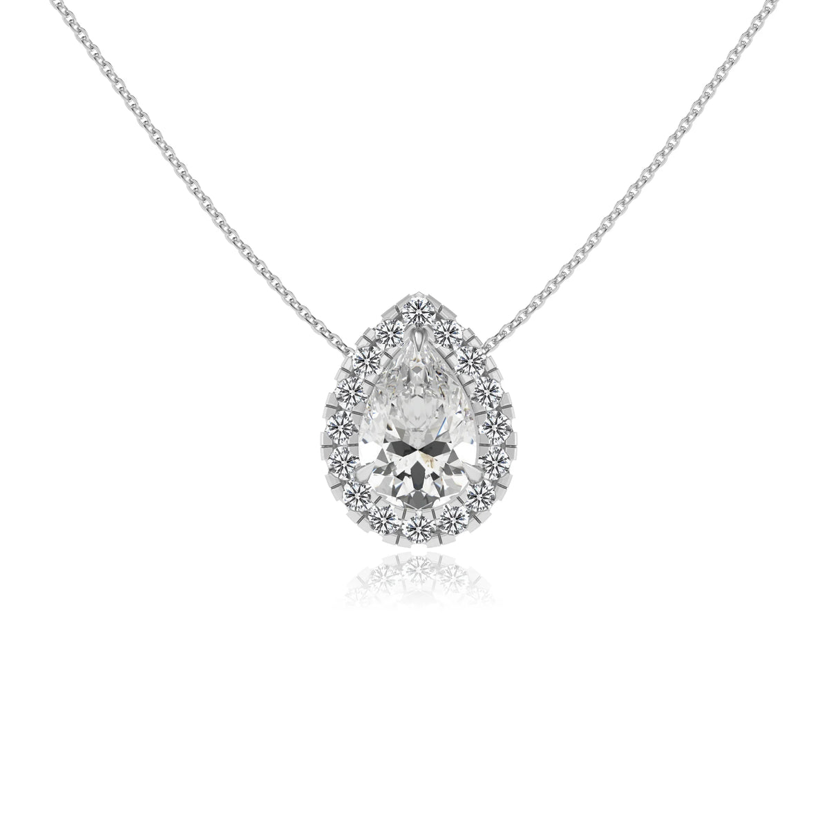 lab grown moissanite pear solitaire necklaces in platinum 