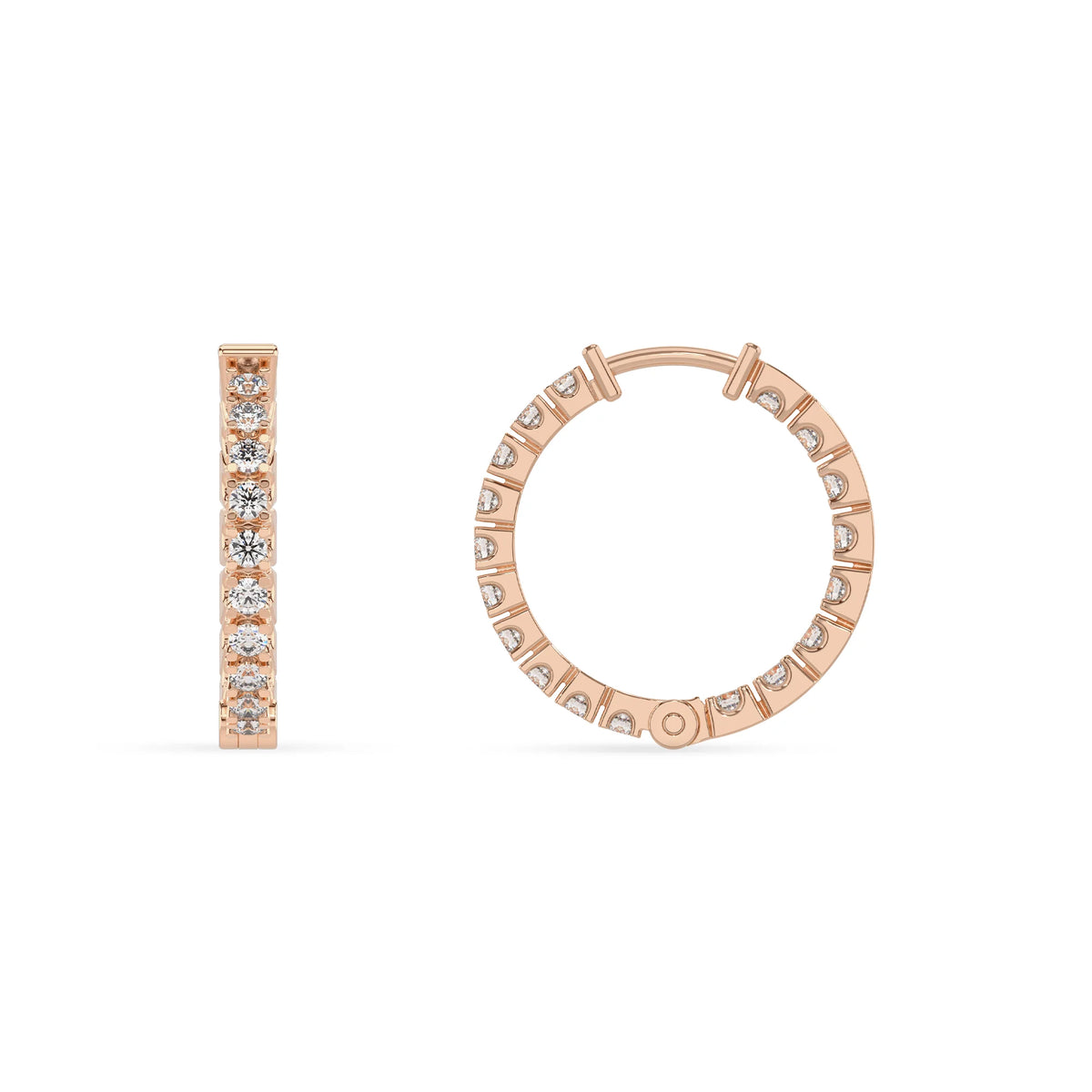 lab grown diamond round hoop earrings in rose gold 