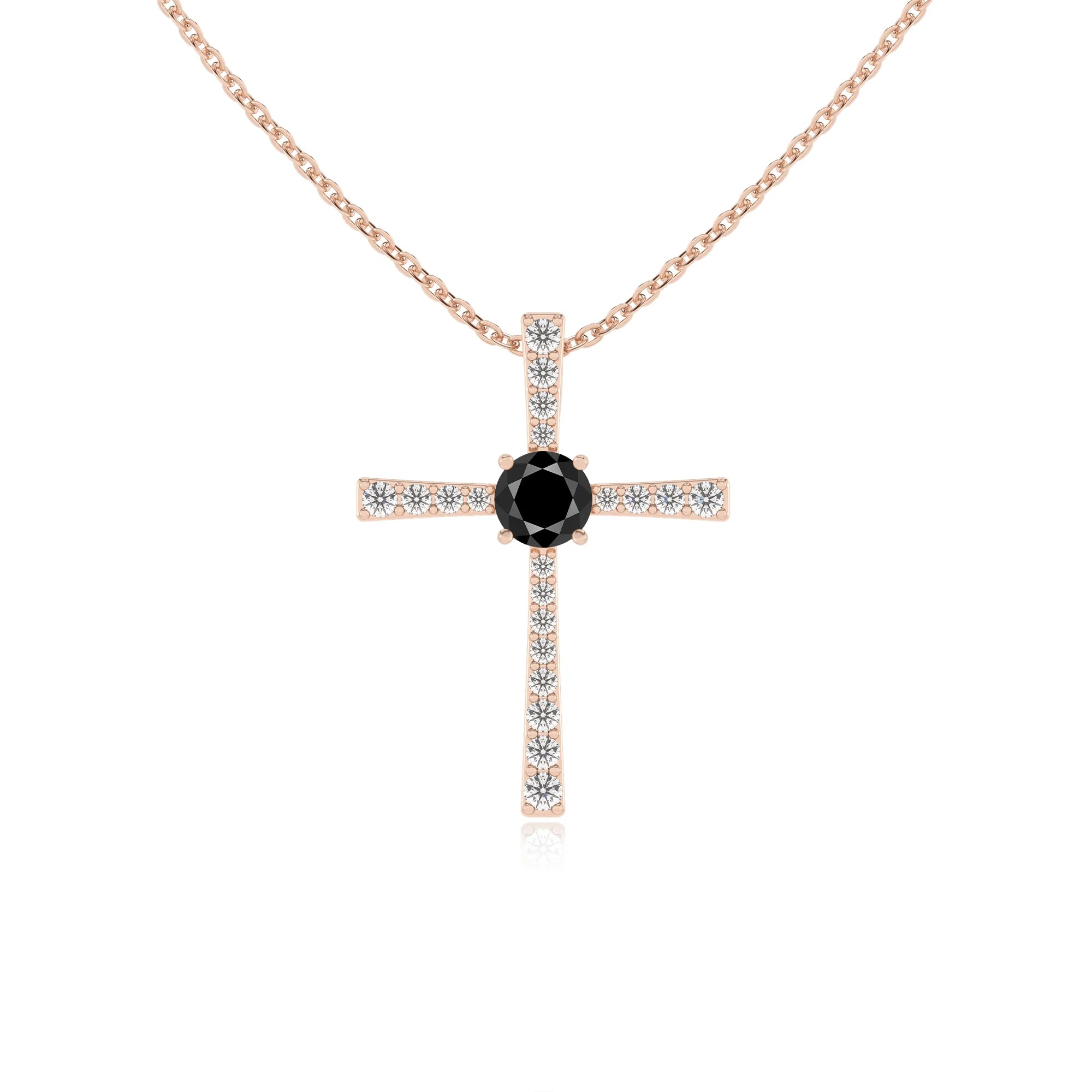 natural black-onyx round infinity necklaces in rose gold 