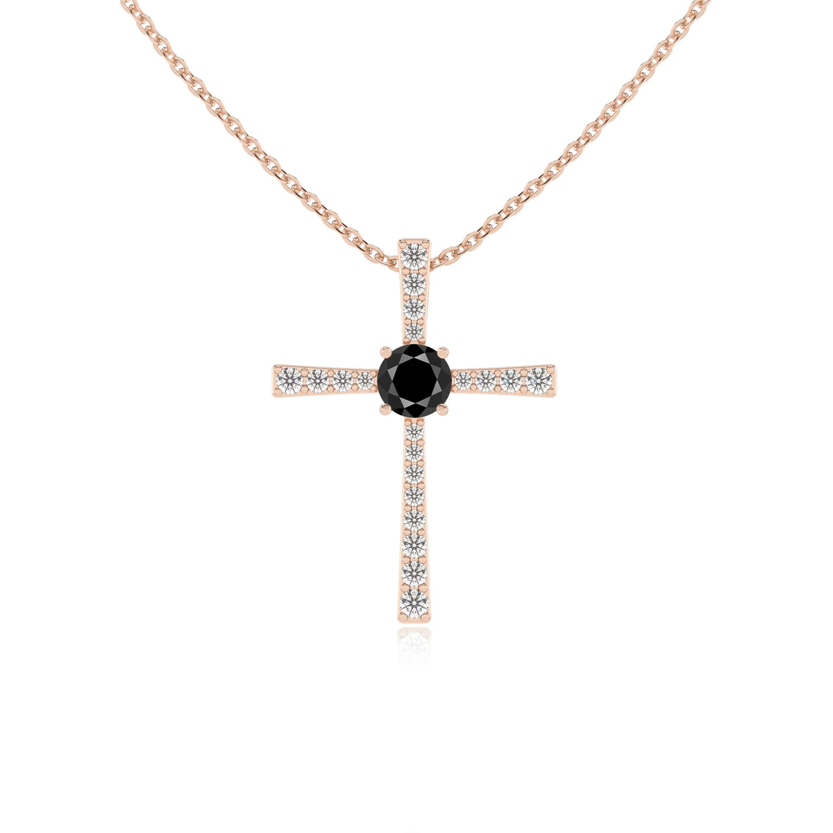 natural black-onyx round infinity necklaces in rose gold 