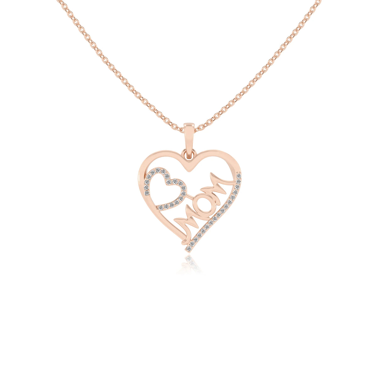 lab grown diamond round necklaces in rose gold 