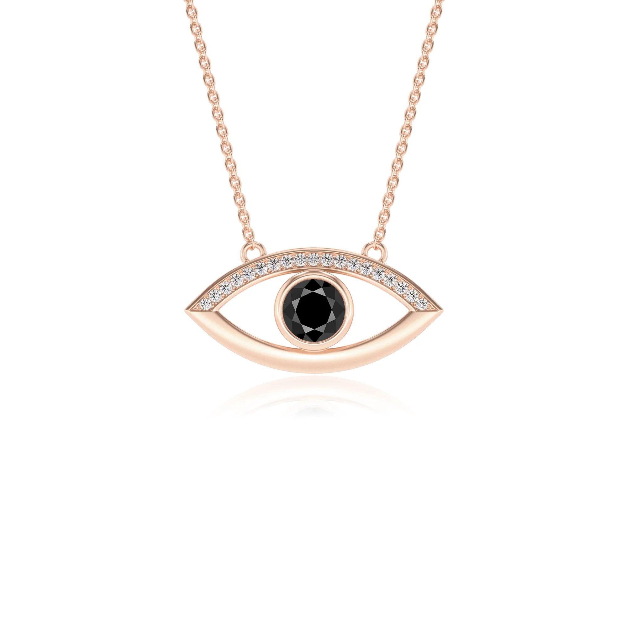 natural black-onyx round solitaire necklaces in rose gold 