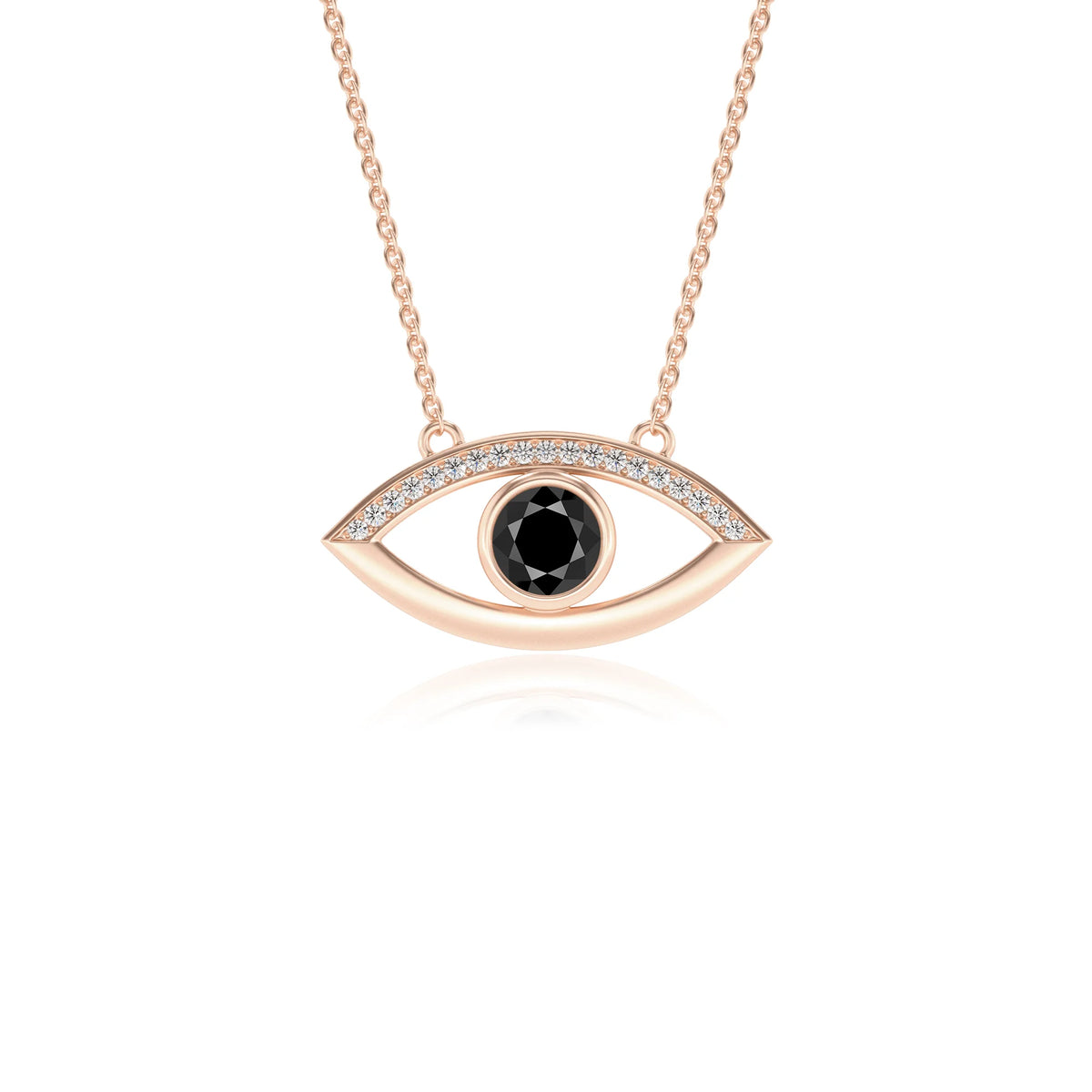 natural black-onyx round solitaire necklaces in rose gold 