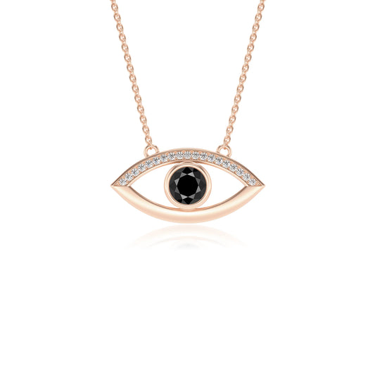 natural black-onyx round solitaire necklaces in rose gold 