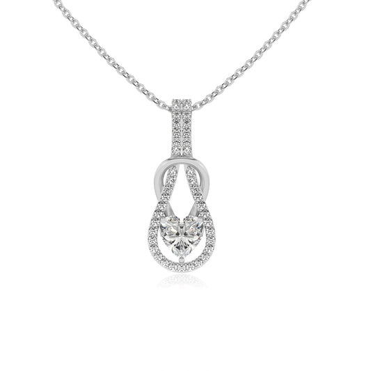 lab grown moissanite heart infinity  v-bale necklaces in sterling silver 