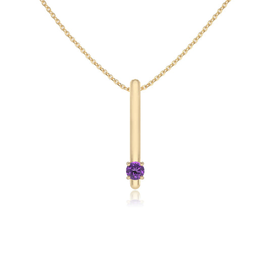 lab grown amethyst round bar necklaces in yellow gold 