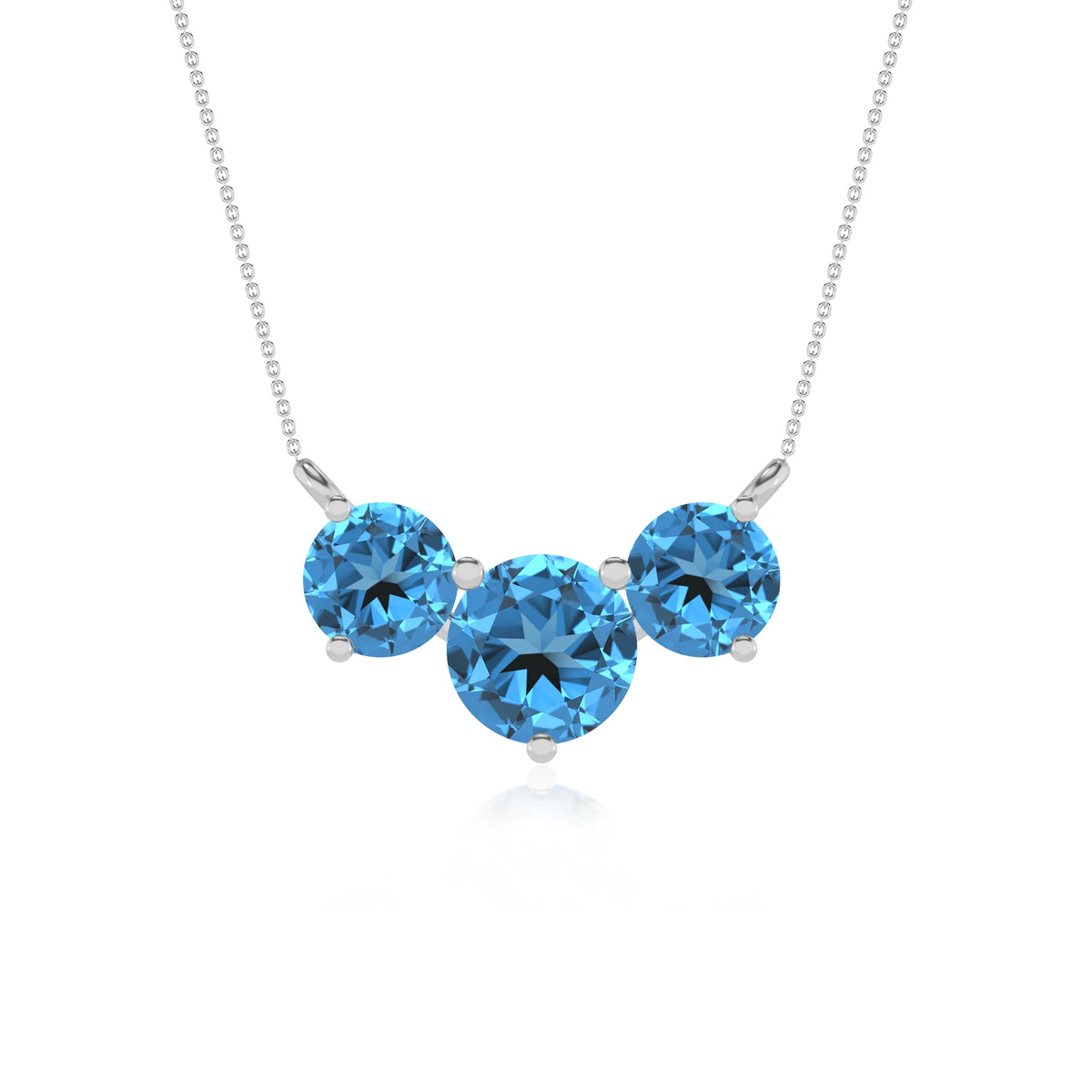 natural swiss-blue-topaz round solitaire v-bale necklaces in sterling silver 