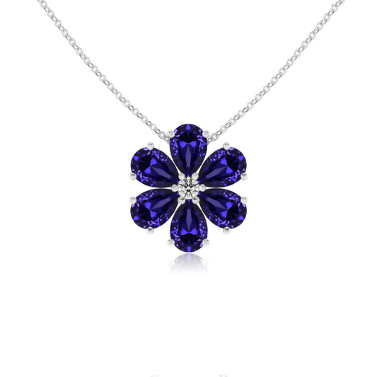 lab grown tanzanite pear solitaire necklaces in platinum 