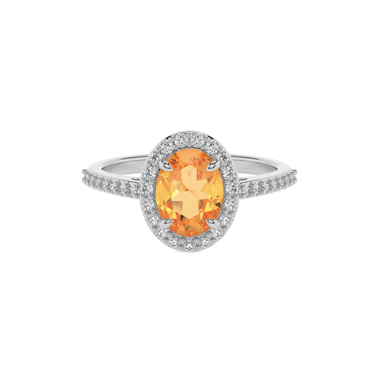 lab grown citrine oval solitaire rings in white gold 