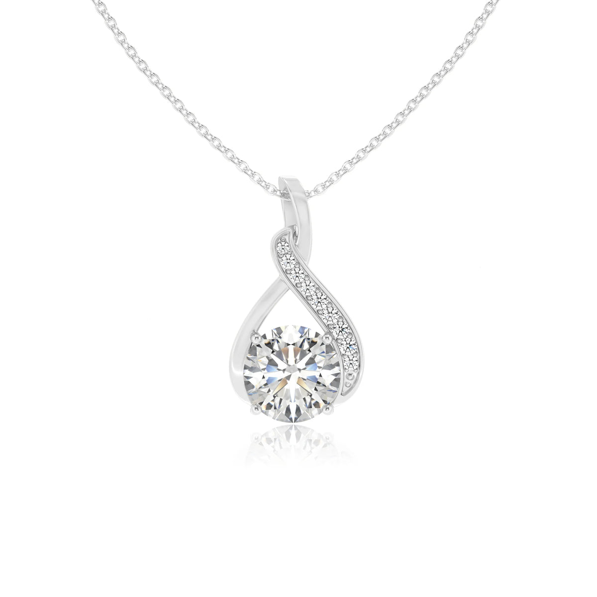 lab grown moissanite round solitaire necklaces in sterling silver 