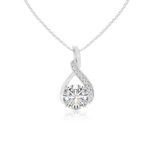 lab grown moissanite round solitaire necklaces in sterling silver 