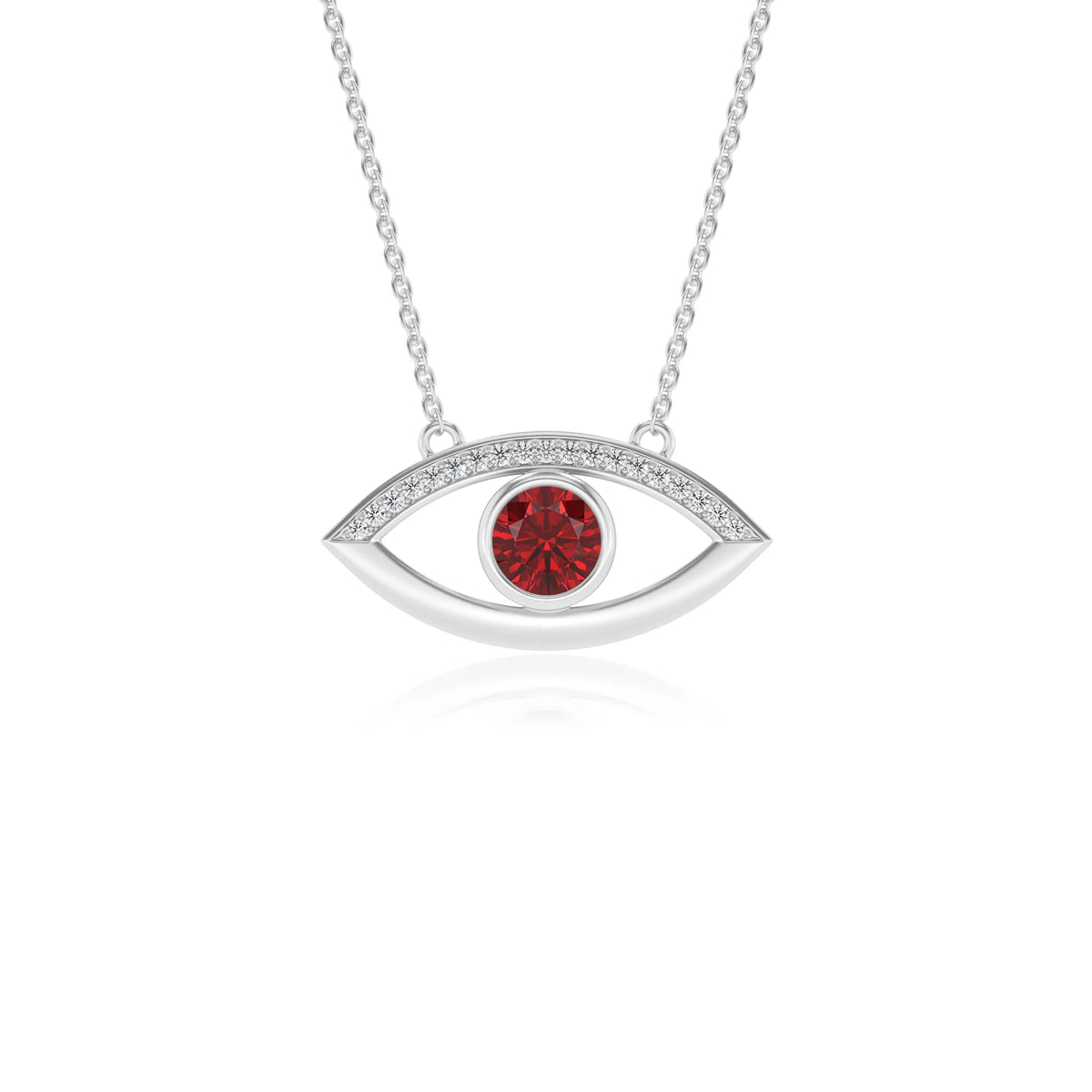 lab grown ruby round solitaire necklaces in sterling silver 