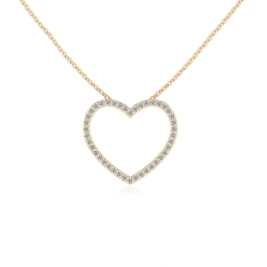 lab grown moissanite round necklaces in yellow gold 