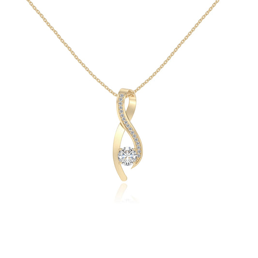 lab grown moissanite round solitaire necklaces in yellow gold 