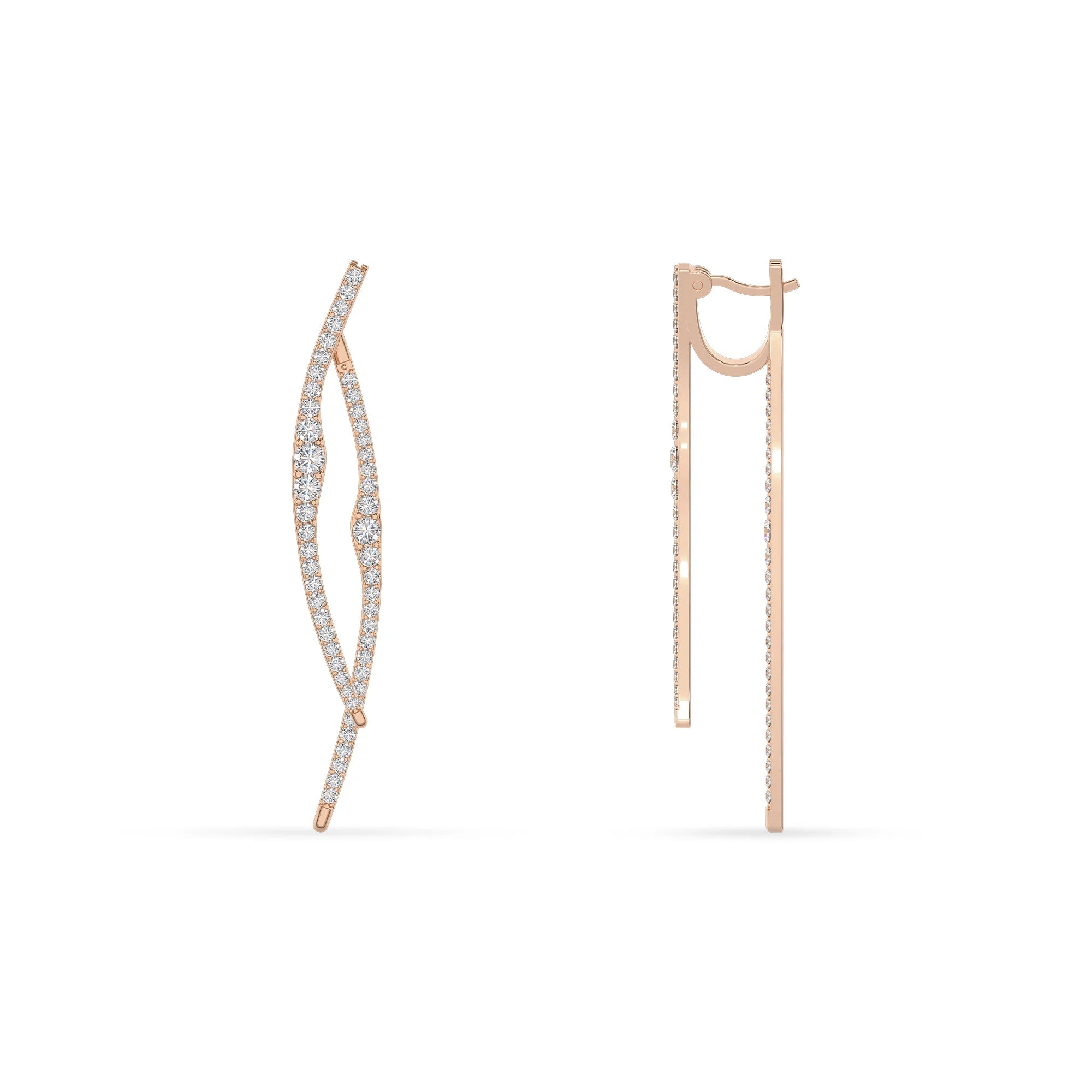 lab grown moissanite round stud earrings in rose gold 